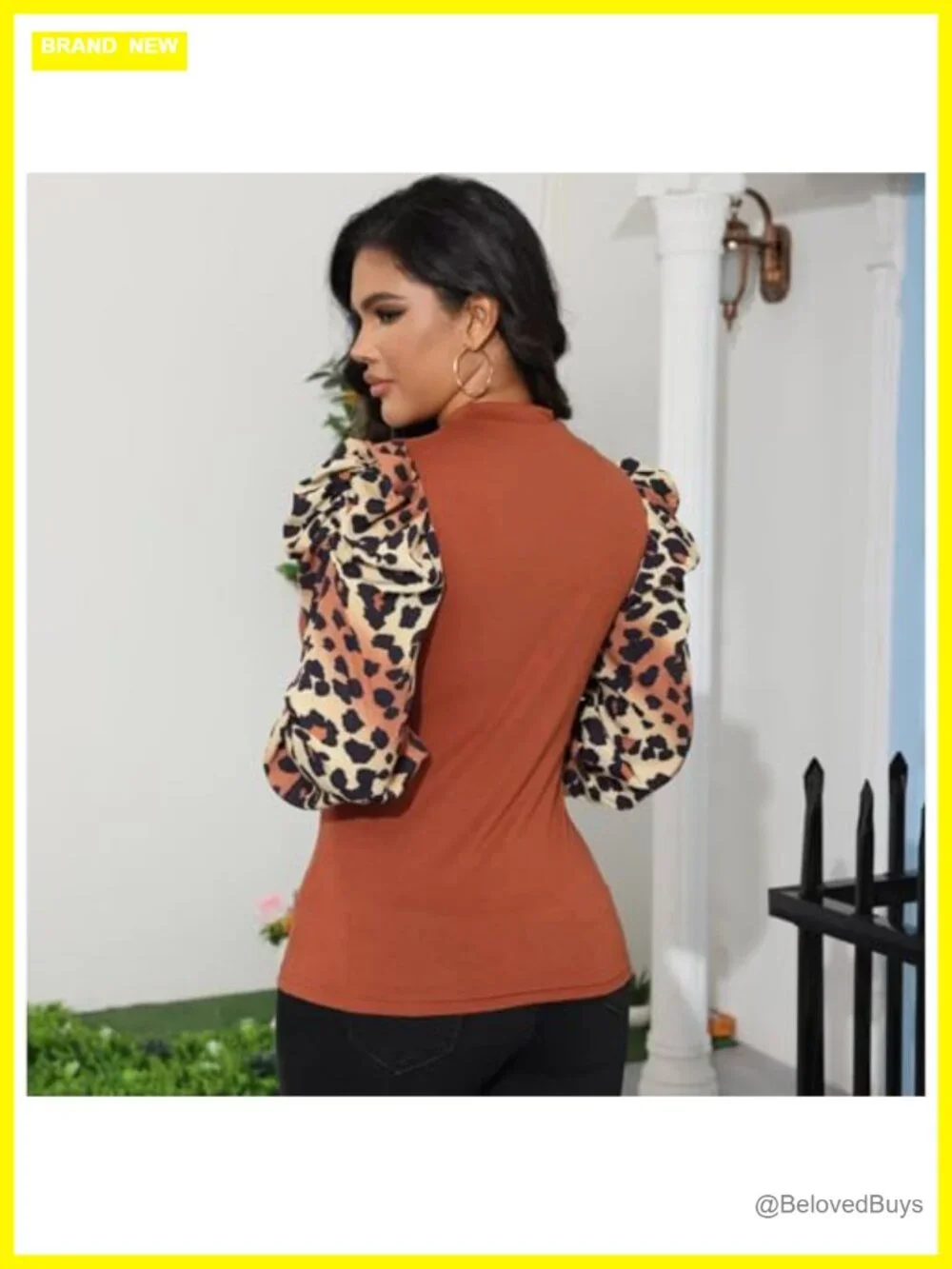 Sequin Mesh Sheer Puff Long Sleeve Mock Neck Slim Fit Party Blouse